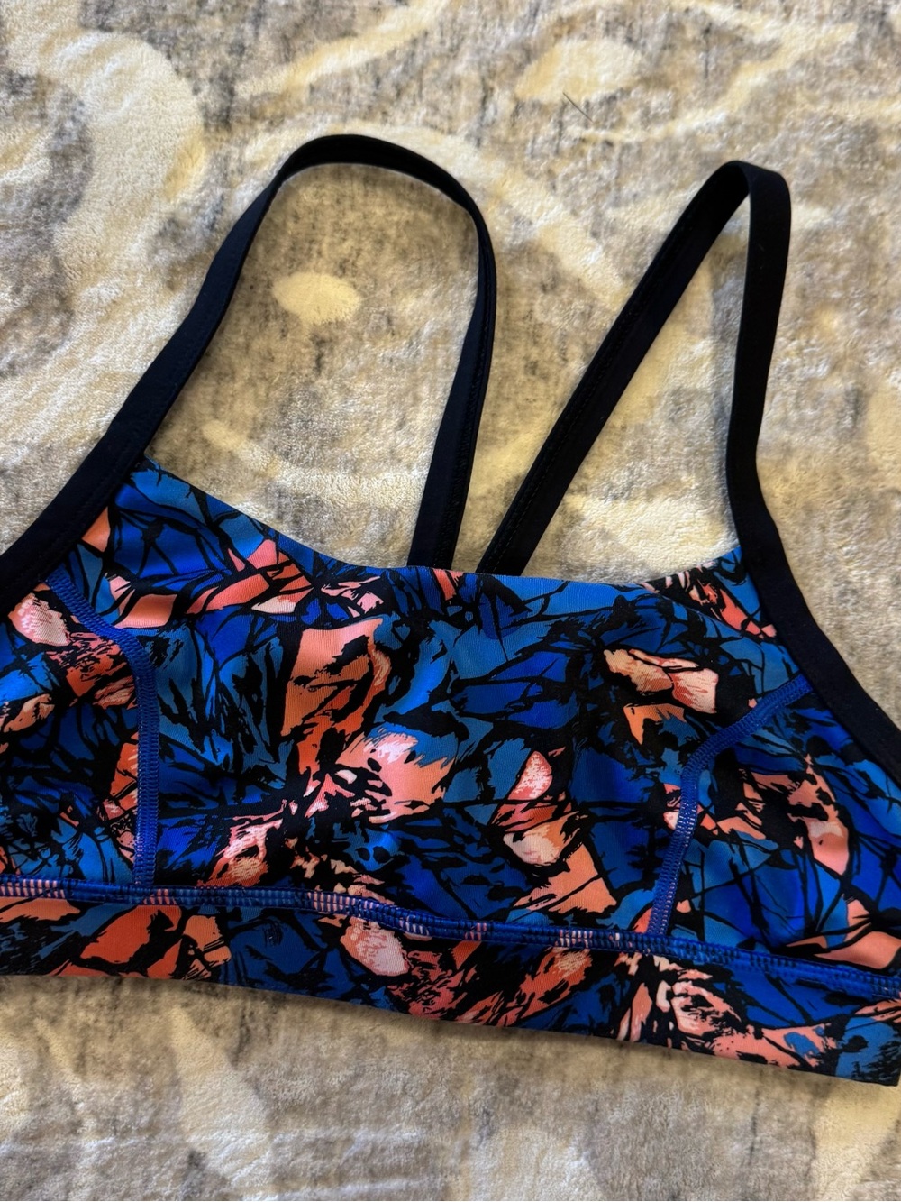 lululemon athletica Blue and Coral Floral Sports Bra